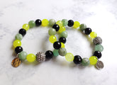 Black-Green-Neon-Yellow-Beaded-Stretch-Bracelet